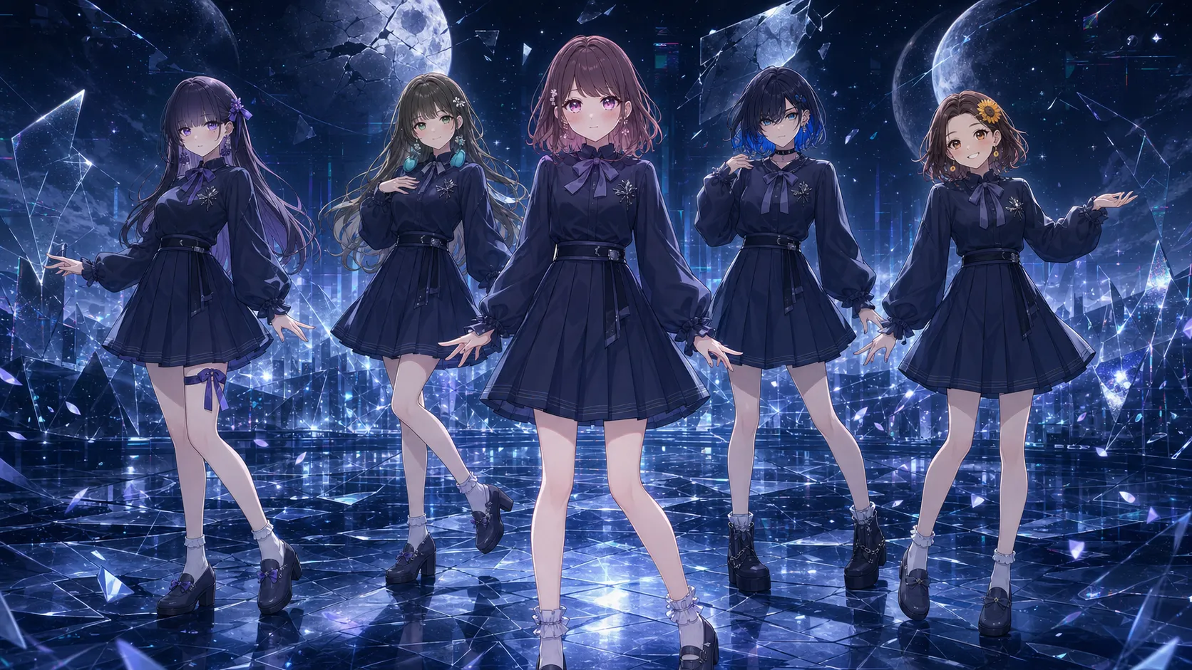 「Cracked」MVより — 割れ月の下に立つ5人